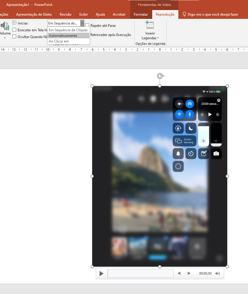Imagem do vídeo inserido na tela no PowePoint.