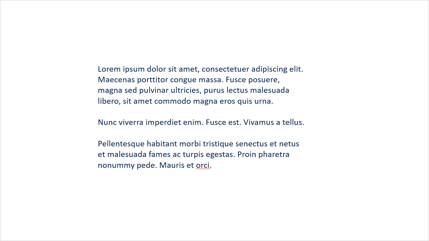 Caixa de texto preenchida com três parágrafos de lorem ipsum.