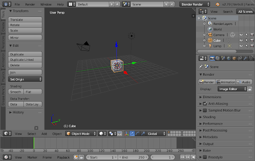 Imagem que mostra a interface do programa Blender.