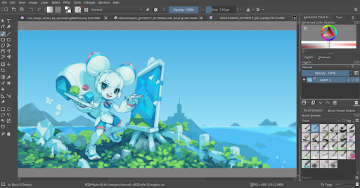 Imagem que mostra a interface do programa Krita.