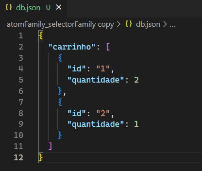 Imagem. Arquivo "db.json" após as atualizações feitas no gif acima, mostrando que alguns itens foram acrescentados para os dois itens.