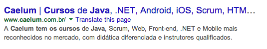 Resultado da Caelum no Google