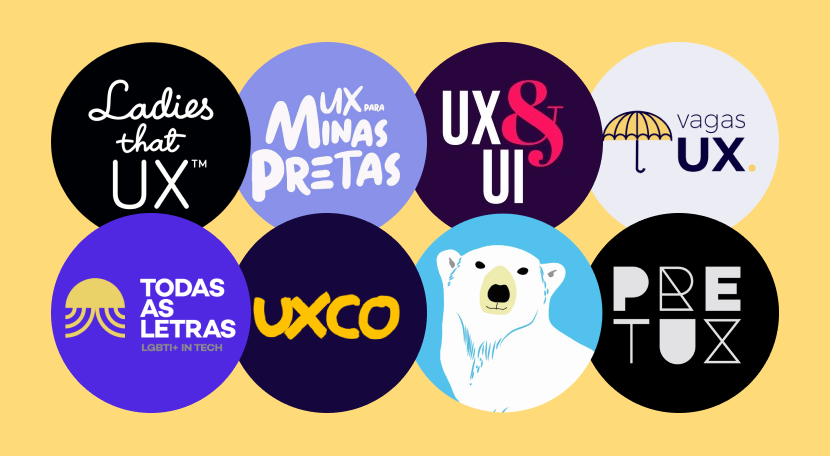 Logotipo das 8 comunidades apresentadas ao longo do texto.