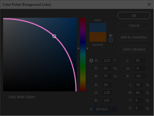 Interface de um seletor de cores - Color Picker.