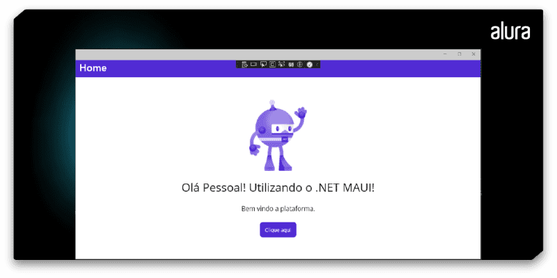 Janela no desktop com o HelloWorld de uma aplicação .NET MAUI. 
