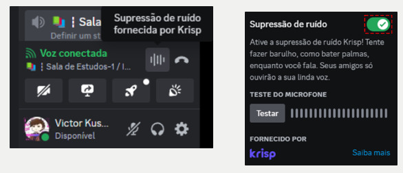 A imagem representa a tela para habilitar o KRISP.