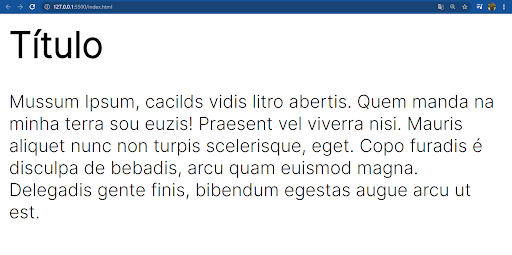 Navegador de internet exibindo o resultado do código HTML anterior #inset