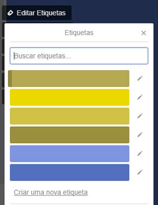 Etiquetas do Trello simulando daltonismo