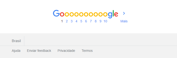 Imagem da parte inferior da tela de resultados de pesquisa da Google, mostrando a sequência de números usada para que a pessoa usuária navegue entre as páginas.