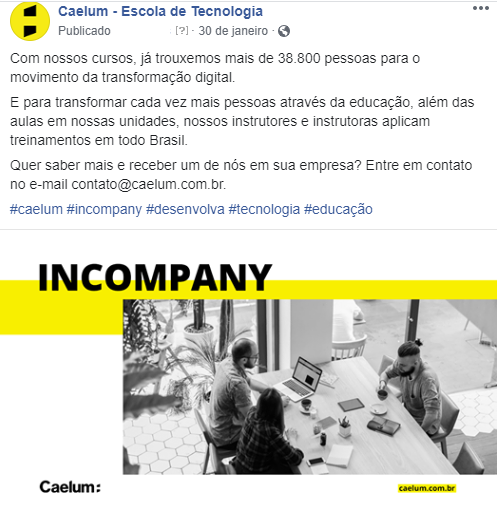 print de uma publicação feita depois do lançamento do rebranding da marca