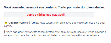 imagem de acesso ao trello por meio do token