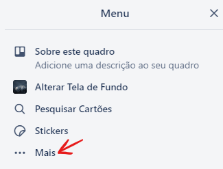 menu inicial do trello