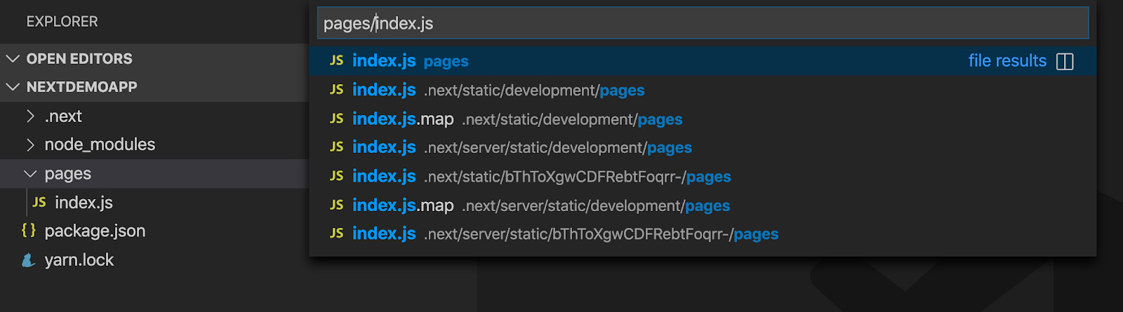 Busca de arquivos do VsCode Aberta