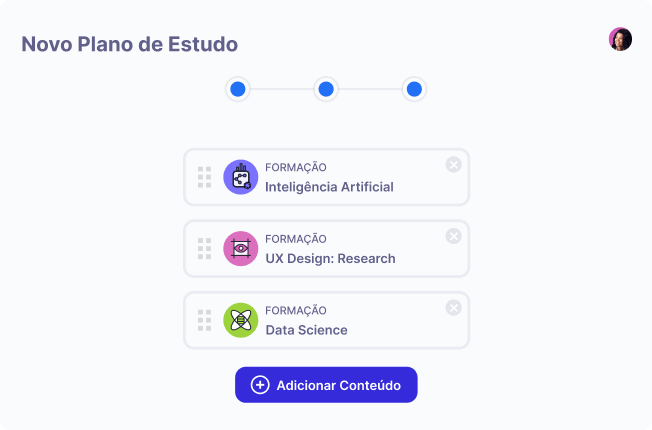 Gif mostrando como é trajetória para montar um planos de estudo